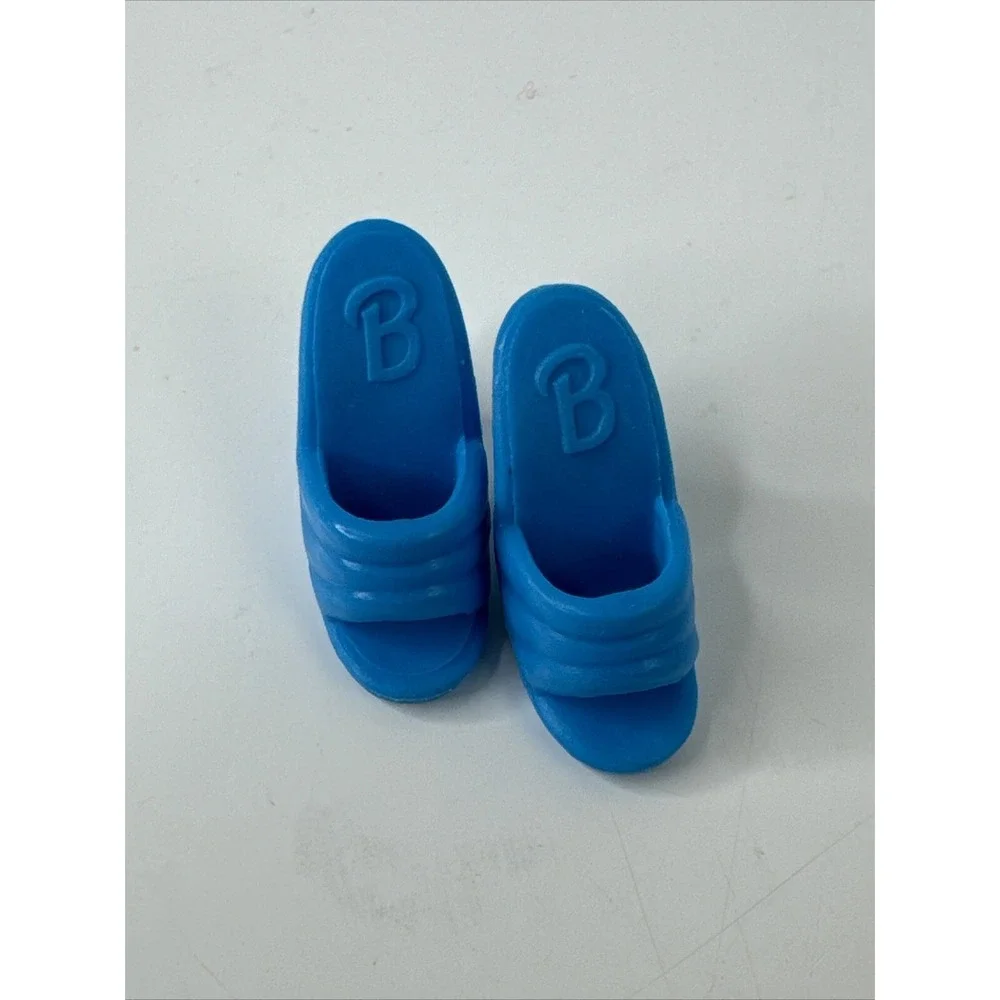 Barbie Doll Shoes Unisex OS Blue Red B Logo High Heel Mules‎ 2 Pairs Mattel Toy